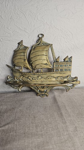 Vintage brass ship - brass,