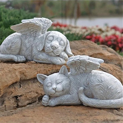 Resin angel dog cat - angel, statue