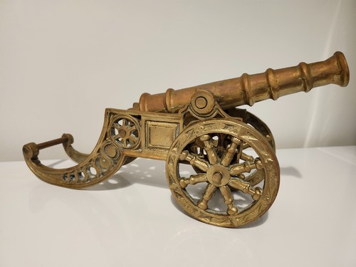 Large antique brass cannon - brass,
