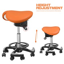 Ergonomic Dental Medical 2-part Saddle Chair Imported Medical Leather Orange UK