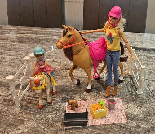 Horse riding barbie and - riding, sister