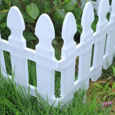 4 8 12 20PCS PLASTIC PICKET FENCING WOODEN EFFECT LAWN BORDER EDGE GARDEN EDGING