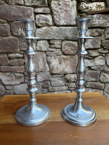 Pair tall silver tone - pair, of