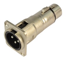Through Panel Connector - Male Panel XLR to Female XLR Rear Connection