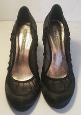 BUFFALO LONDON SIZE 5 BLACK SATIN / MESH COURT SHOES B117112825B2/30A