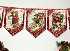 Christmas Bunting Holidays Vintage Victorian Santa Banner Bunting Decoration