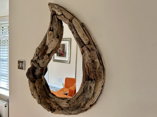 Wooden driftwood wall mirror - wall,