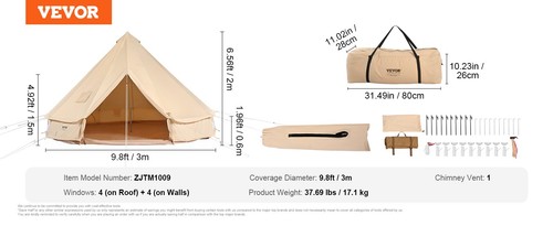 Canvas bell tent 8ft - bell,