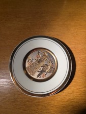 The Art of Chokin 24K Gold Decorative Plate 4-inch Peacocks Made In Japan