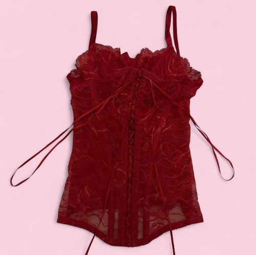 Vintage red lace mesh - lace,