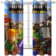 3D Minecraft Videogame Kids Bedroom Curtains Ring Blackout Door Decor UV Protect