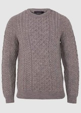 Classic Aran Wool Jumper - Oatmeal | Made from British Wool | 23 Foxes - Knitwea