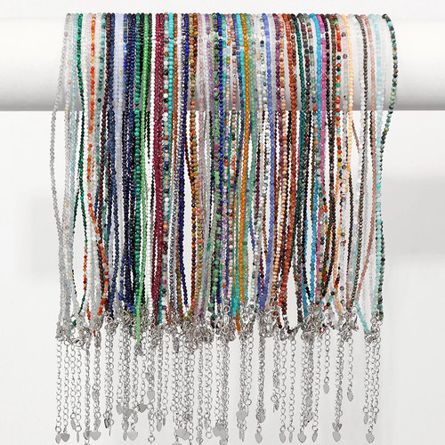 Natural crystal bead necklace - natural,