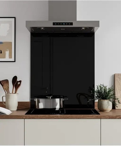 Glass splashback black heat - black,