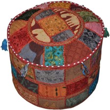 Indian cotton vintage ottoman - indian,