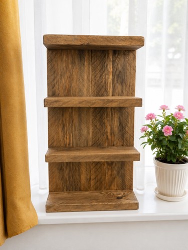 Rustic wooden bathroom shelf - wooden,