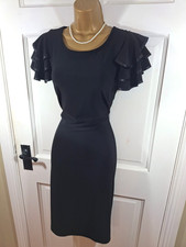 Stylish Frank Lyman Black Short Sleeved Stretch Dress, UK 14, Perfect Condition