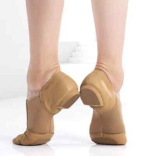 Jazz Shoes Women Genuine Leather Dance Shoes Dancing Sneakers Black/Tan Soft