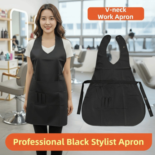Black stylist apron adjustable - black,