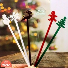 Christmas Drinking Glass Decoration Cocktail Stirrers Drink Mixer Swizzle Stick