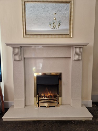 Marble fireplace with electric - marble,