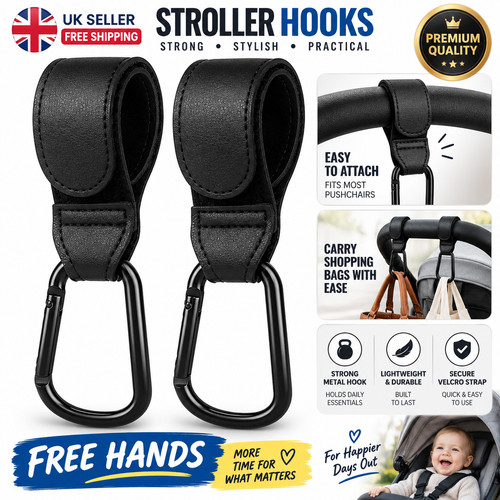 Black stroller hooks - black,