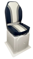 Navy High Back folding Boat Seat, GRP seat storage box + hatch + 360° swivel