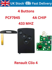 Renault Clio 4 Captur Smart Key Card 433MHz PCF7945 4-Button Remote Fob