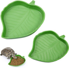 2 Pieces Leaf Reptile Food Water Bowl Plate Dish for Tortoise Corn Snake Crawl P