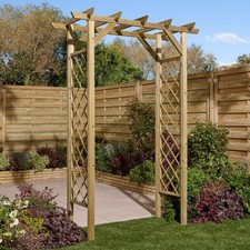 Rowlinson Cherington Garden Rose Arch with Diamond Lattice  Pressure Treated