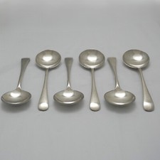 OLD ENGLISH Design Elkington Plate Silver Service Cutlery Six Soup Spoons
