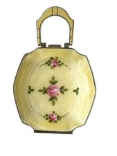 Art Deco Pendant Powder & Rouge Compact Vanity Case Guilloche Enamel circa 1930