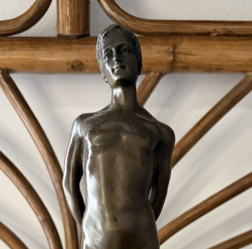 Signed bronze nude - signed, male