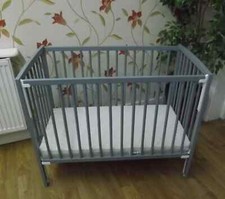 Solid Grey Dropside Cot  and