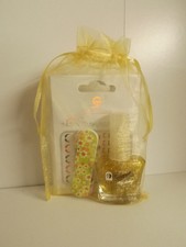 Nail varnish & Nail sticker gift set in organza bag - gold glitter - NEW