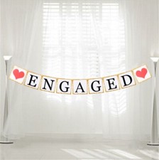 TtS ENGAGED BUNTING BANNER VINTAGE WEDDING PARTY GARLAND HEN NIGHT DECORATION