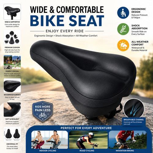 Bike seat cover cushion padded - cover,
