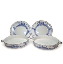 Vintage Empire Ware Serving Dishes And Plates Set Blue White 