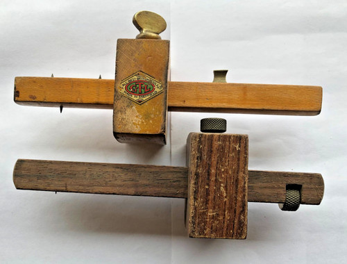 Two vintage mortise - , gauges