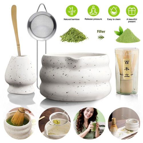 5pcs matcha bowl - matcha, whisk