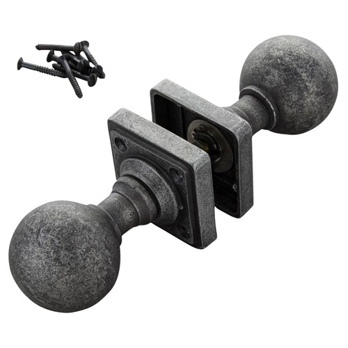 Round pewter mortice door - round,