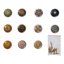 10 PACK Ceramic Door Knobs Round Drawer Handles Set Cupboard Vintage Retro Knobs
