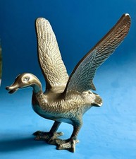 Vintage Solid Brass Flying Duck Figurine Ornament Paperweight Mid XX Century VGC