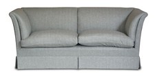 FULLY RESTORED HOWARD & SON'S BARING SOFA GREY HERRINGBONE 100% WOOL UPHOLSTERY