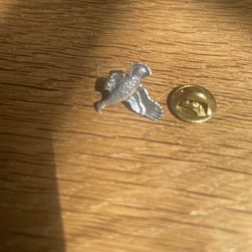 Pewter pin badge flying duck - pewter,