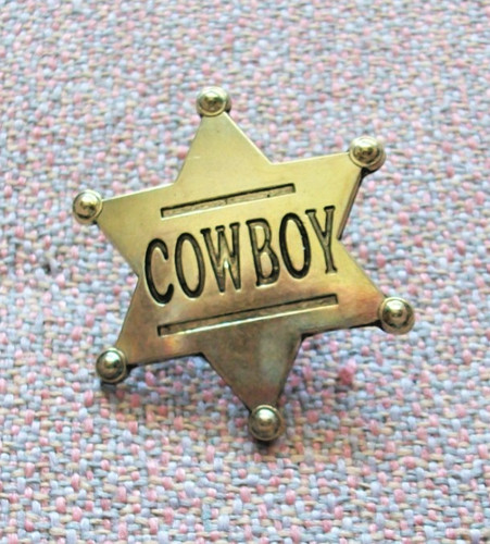 Brass tone cowboy pin badge - tone,