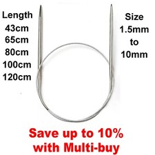 1.5mm - 10mm Circular Knitting Needle Stainless Steel Various Lengths  UK Seller