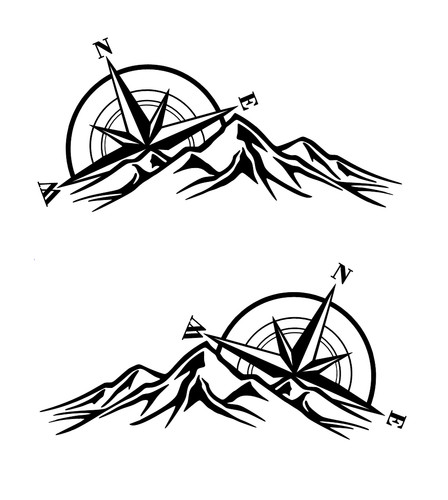 Compass mountain decal - mountain,