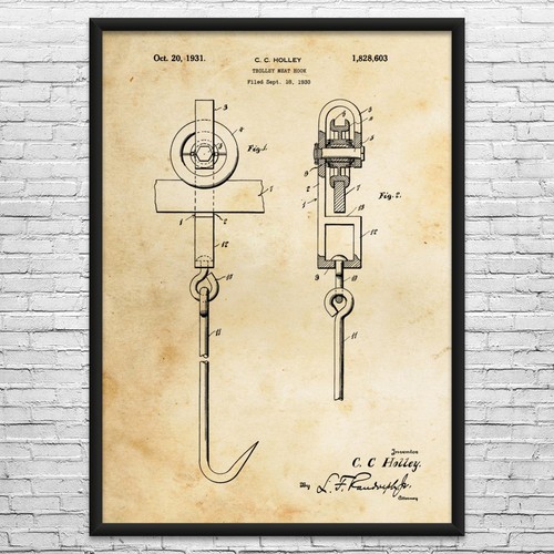 Trolley meat hook patent wall - meat,