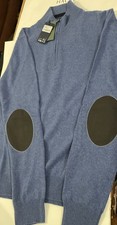 merino wool cashmere mix quarter zip Hackett London BNWT Small chambray blue 